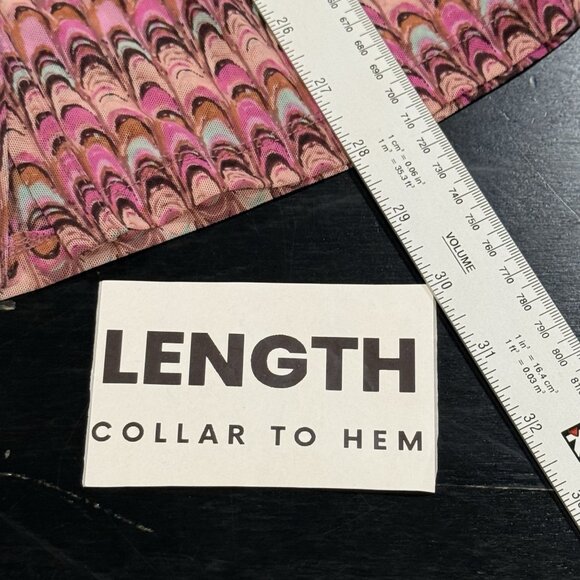 Free People Lucky Shirtee Sz M Pink Psychedelic Shirred Sheer Mesh Shirt - Picture 8 of 9